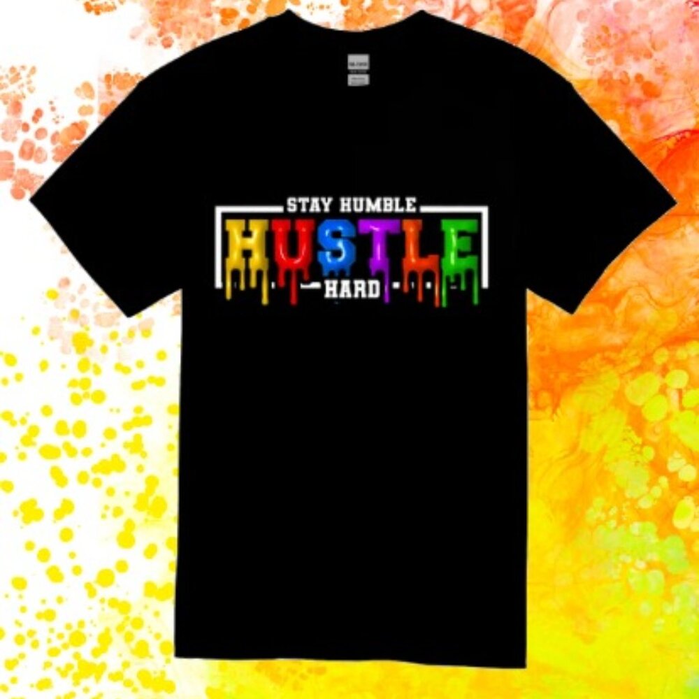 Short Sleeve Black Unisex T-shirt: Stay Humble Hustle Hard